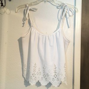 White bow strap tank
